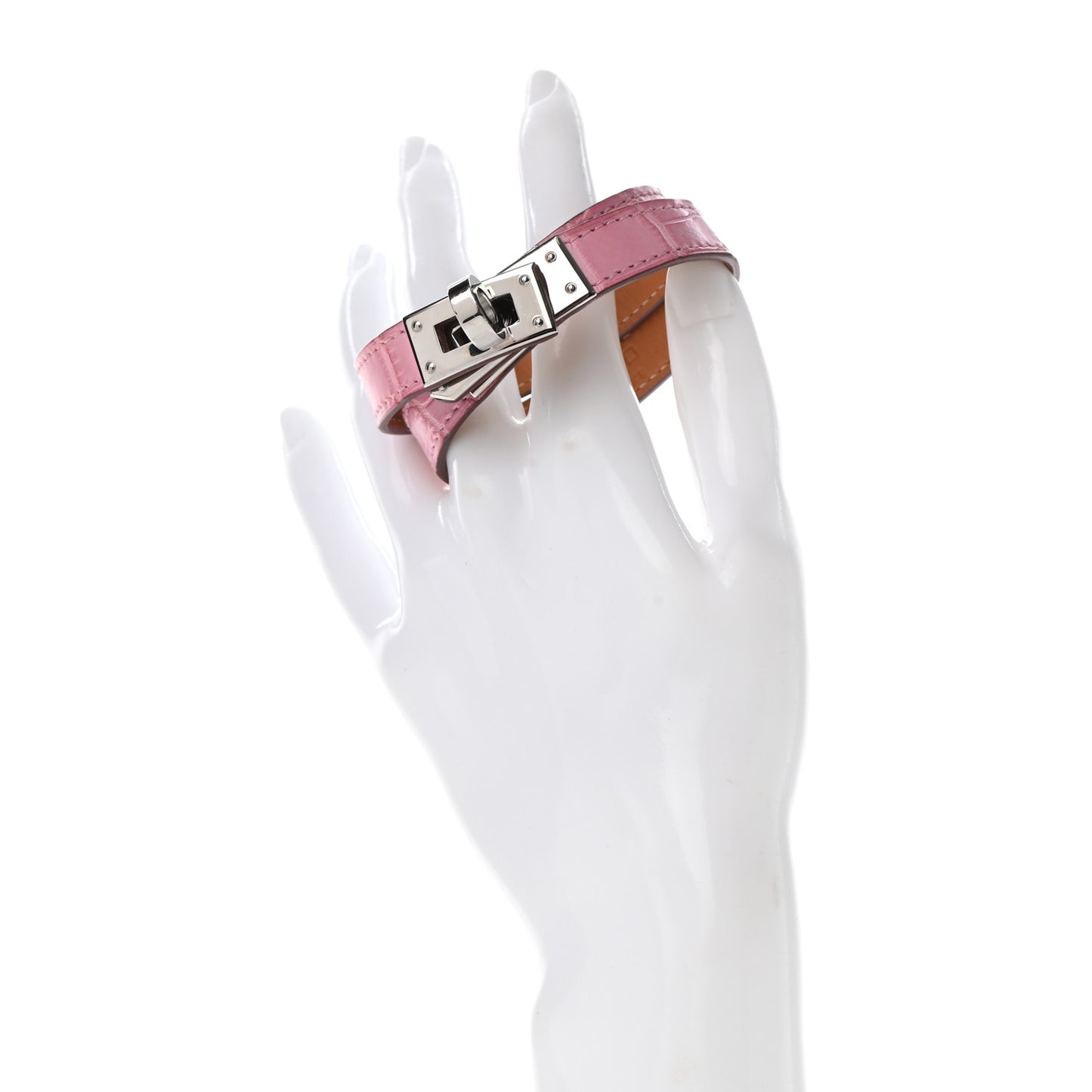 Matte Alligator Kelly Double Tour Bracelet T3 5P Pink