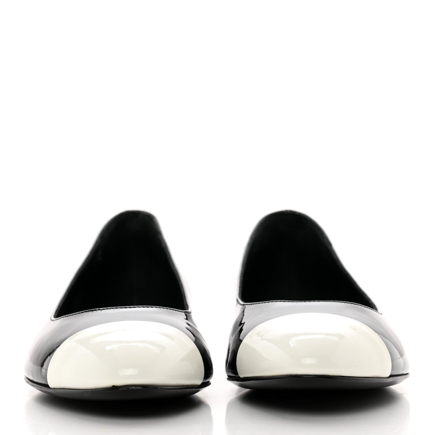 Patent Cap Toe Ballerina Flats 40 Black White