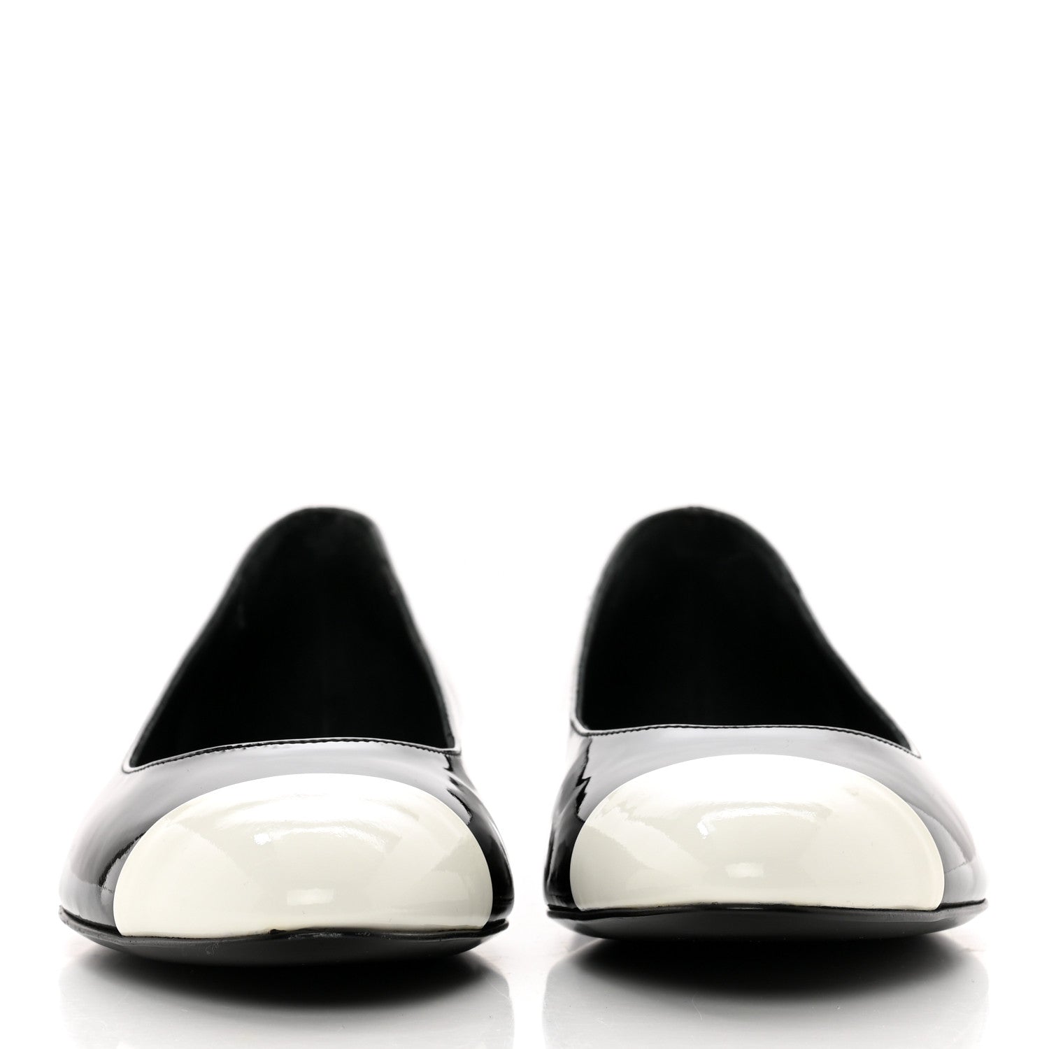 Chanel Patent Cap Toe Ballerina Flats 40 Black White 2 of 9