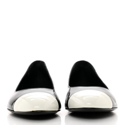 Chanel Patent Cap Toe Ballerina Flats 40 Black White 2 of 9
