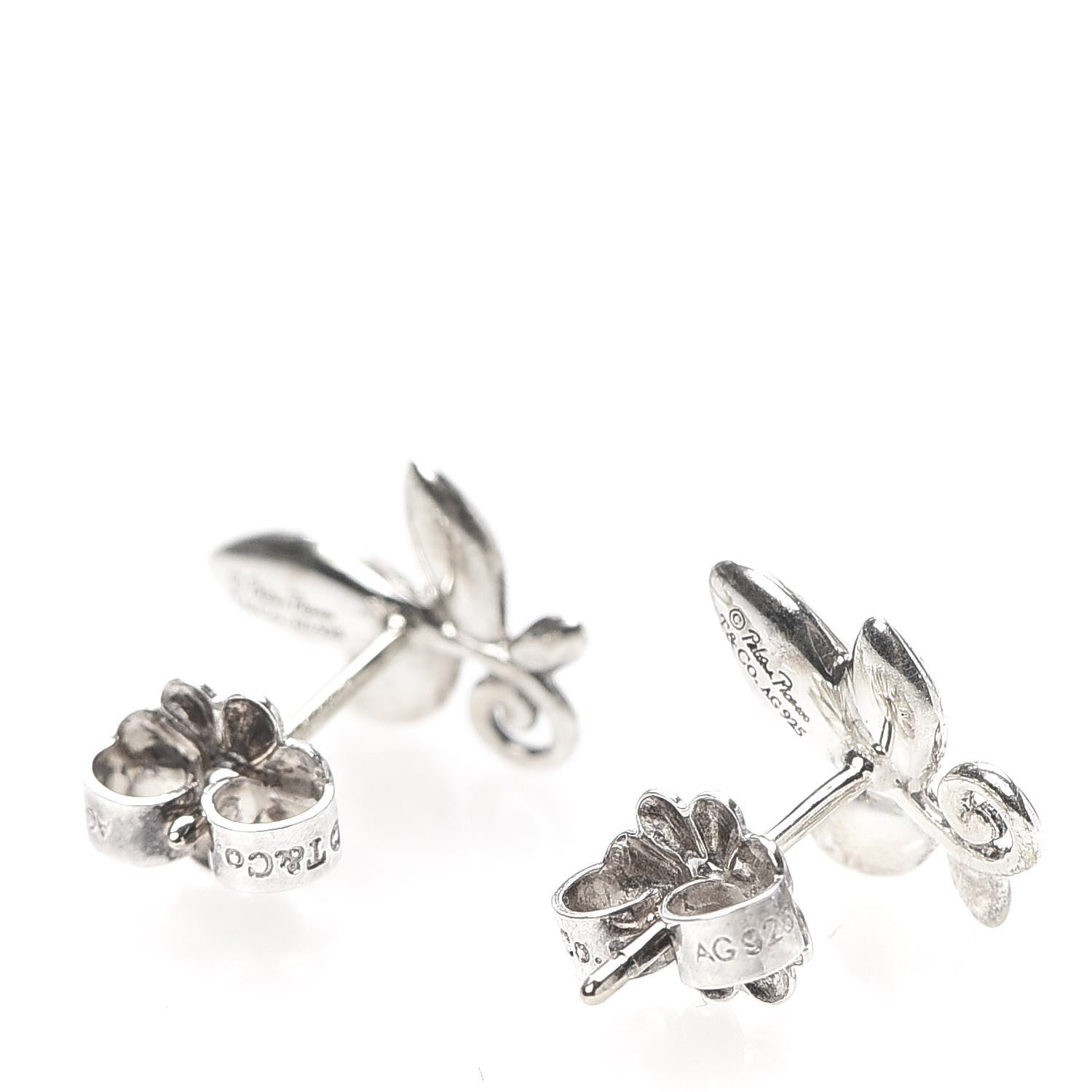Tiffany Sterling Silver Paloma Picasso Olive Leaf Earrings 3 of 4