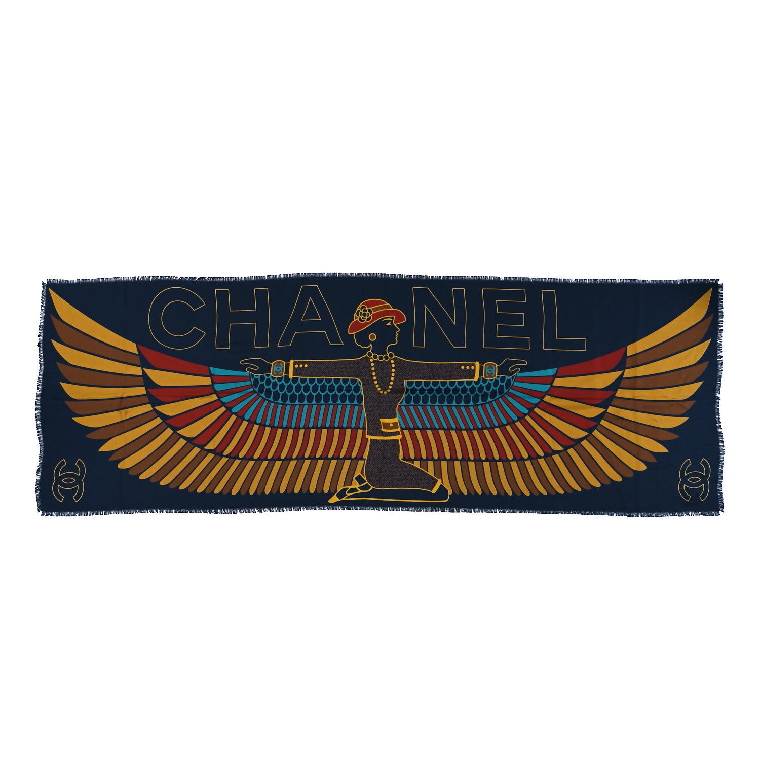 Chanel Silk Egyptian CC Stole Navy 1 of 3