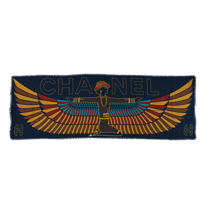 Chanel Silk Egyptian CC Stole Navy 1 of 3