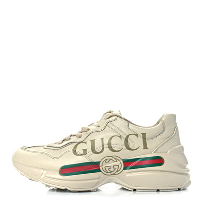 Gucci Calfskin Logo Womens Rhyton Sneakers 41.5 Ivory 1 of 8