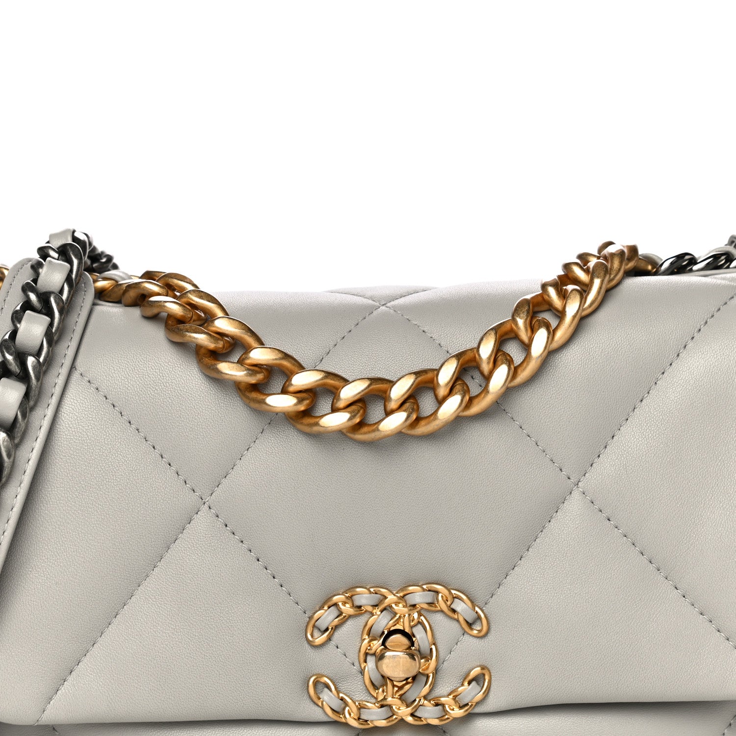 Chanel Lambskin Quilted Medium Chanel 19 Flap Grey 7 of 11