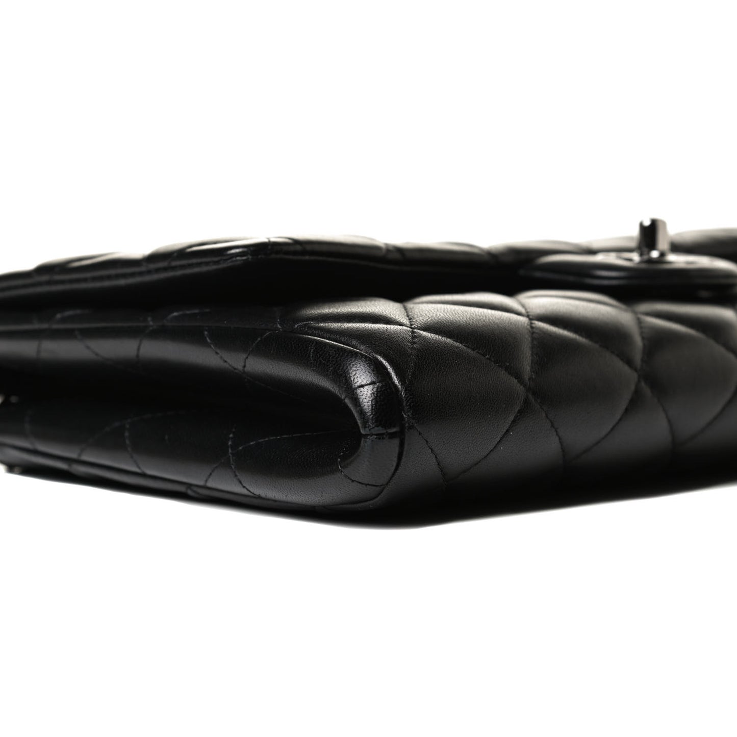 Lambskin Quilted Clutch With Chain Flap Black