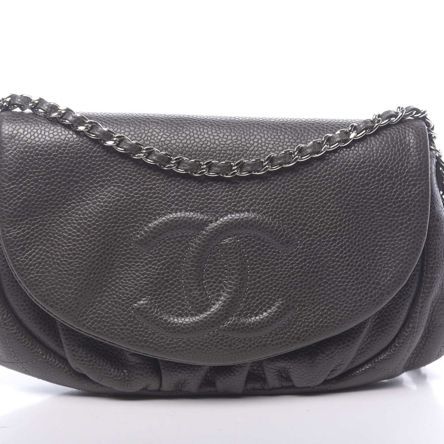 Chanel Caviar Half Moon Wallet On Chain WOC Grey 11 of 11