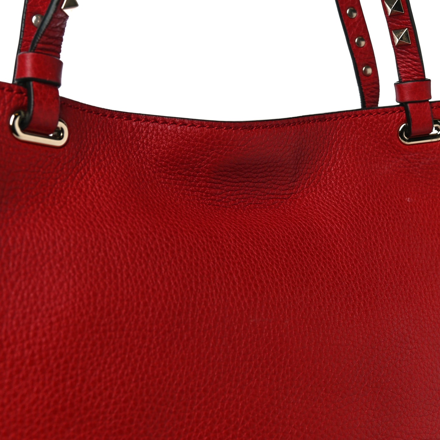 Pebbled Calfskin Medium Rockstud Tote Rosso Valentino