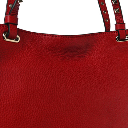 Valentino Garavani Pebbled Calfskin Medium Rockstud Tote Rosso Valentino 14 of 17