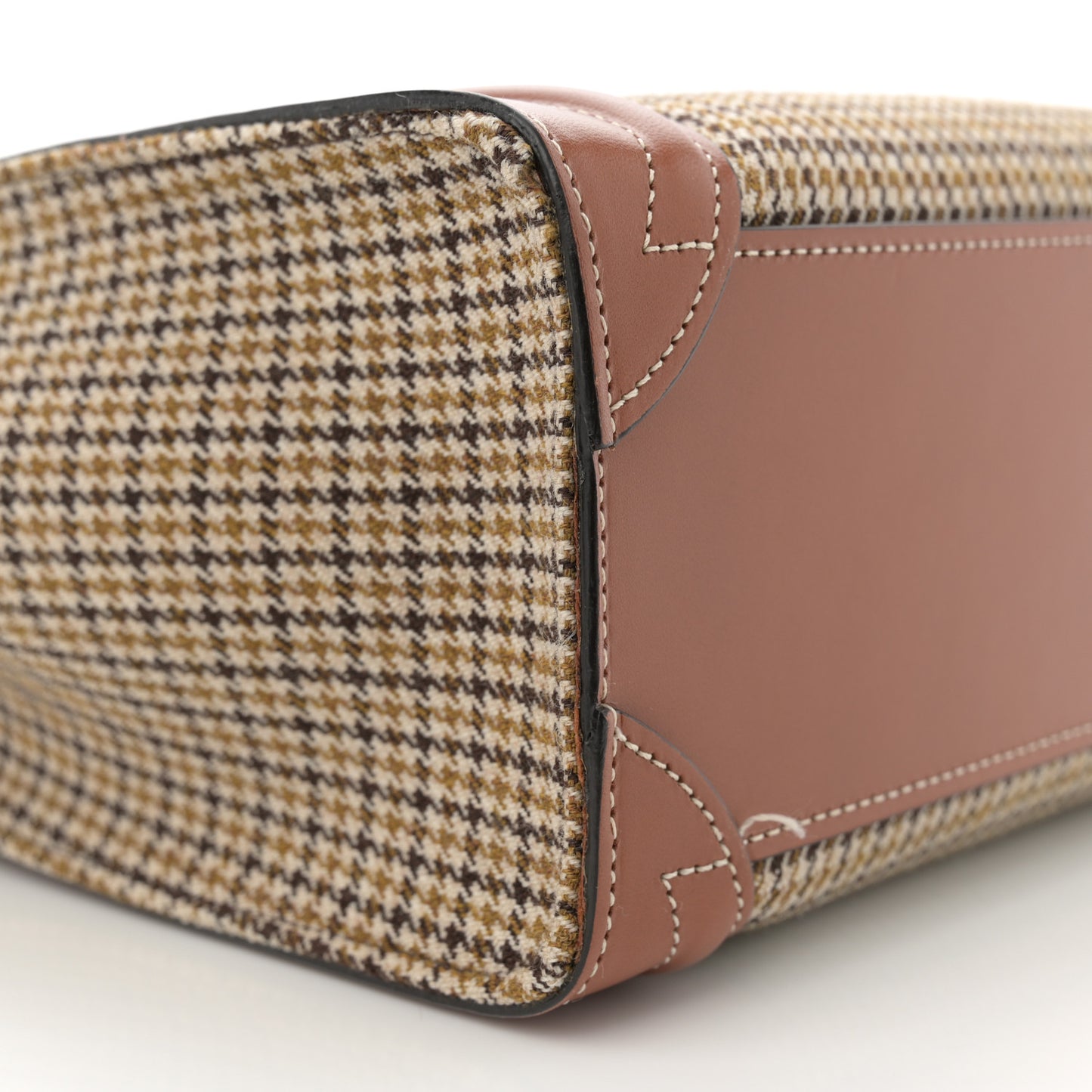 Smooth Calfskin Houndstooth Nano Luggage Tan