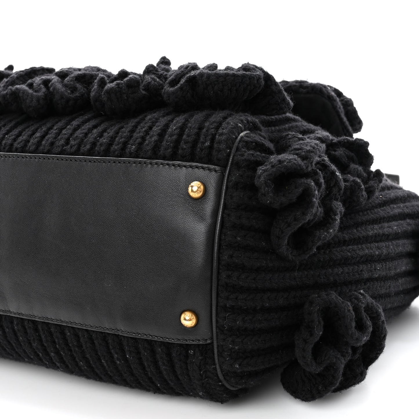 Calfskin Floral Knit Miss Sicily Satchel Black