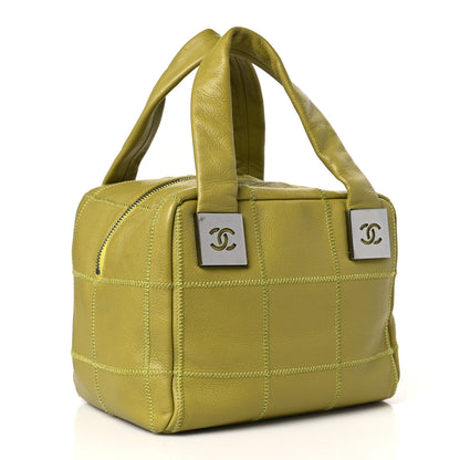 Chanel Caviar Square Stitched Bowler Green 3 of 10