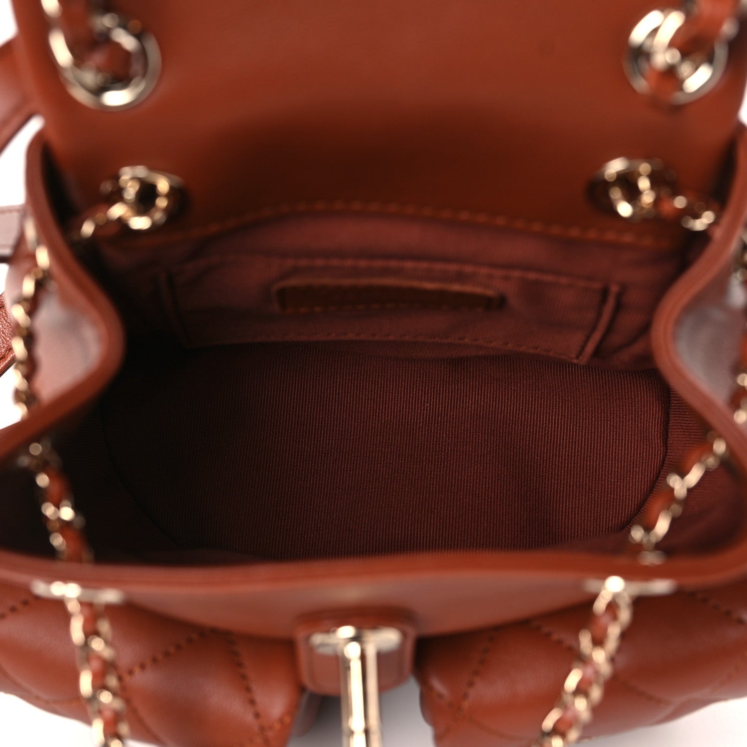 Chanel Calfskin Quilted Small Duma Pockets Drawstring Backpack Light Brown 4 of 9