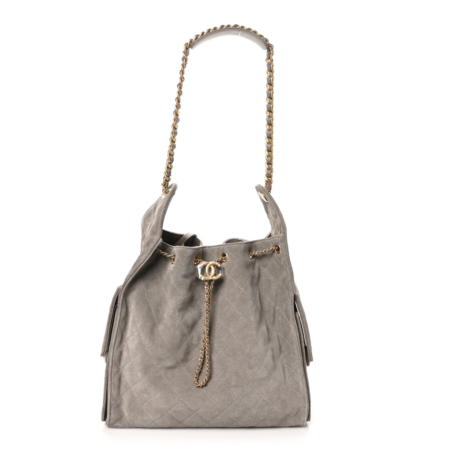 Chanel Suede Quilted Medium Chanel 25 Handbag Grey 1 of 11