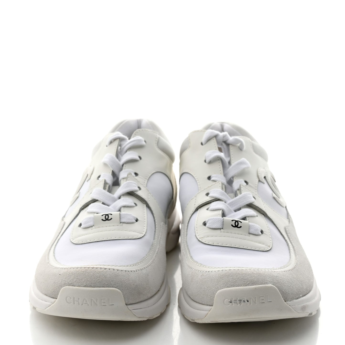 Suede Calfskin Fabric CC Sneakers 39.5 White