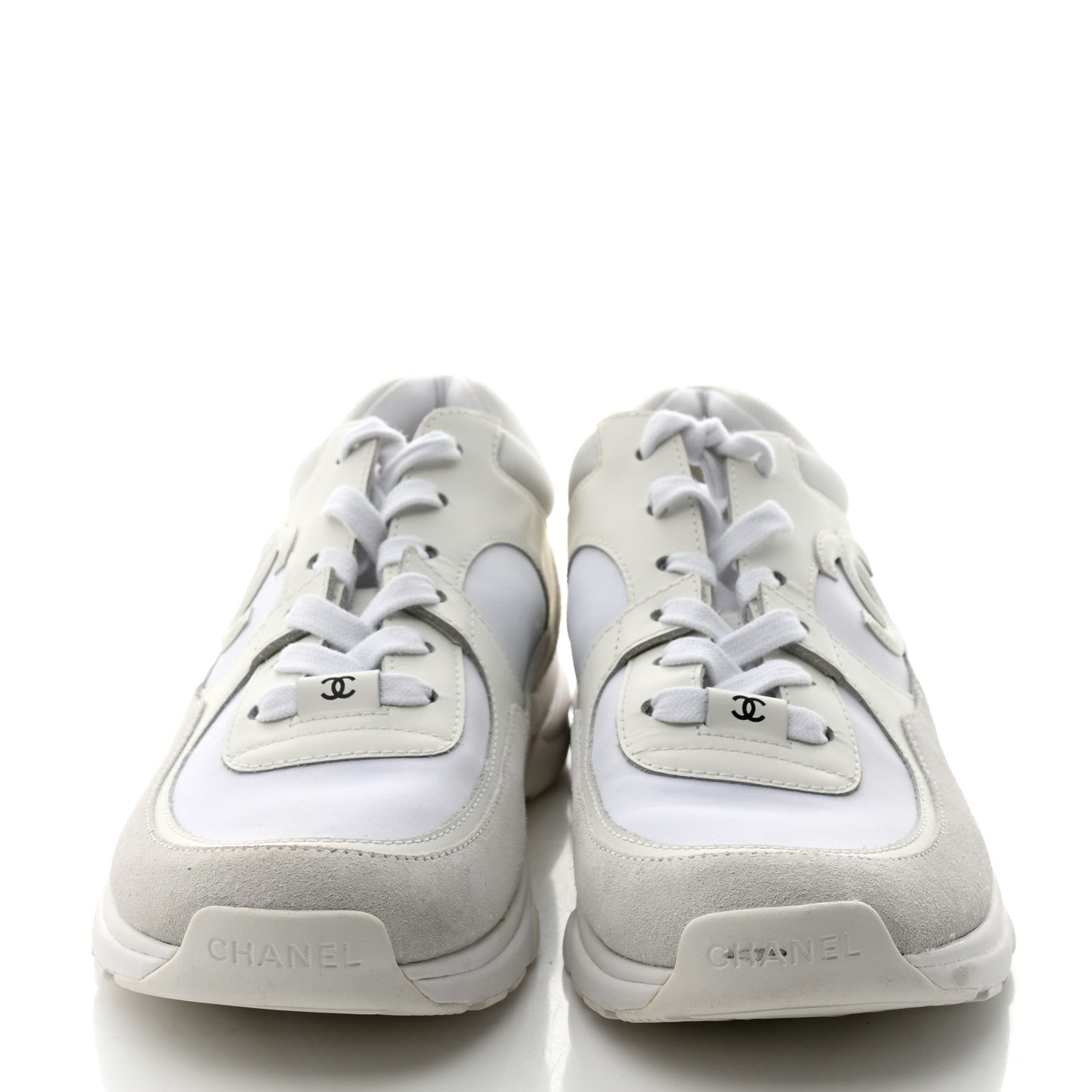 Chanel Suede Calfskin Fabric CC Sneakers 39.5 White 2 of 8