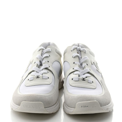Chanel Suede Calfskin Fabric CC Sneakers 39.5 White 2 of 8