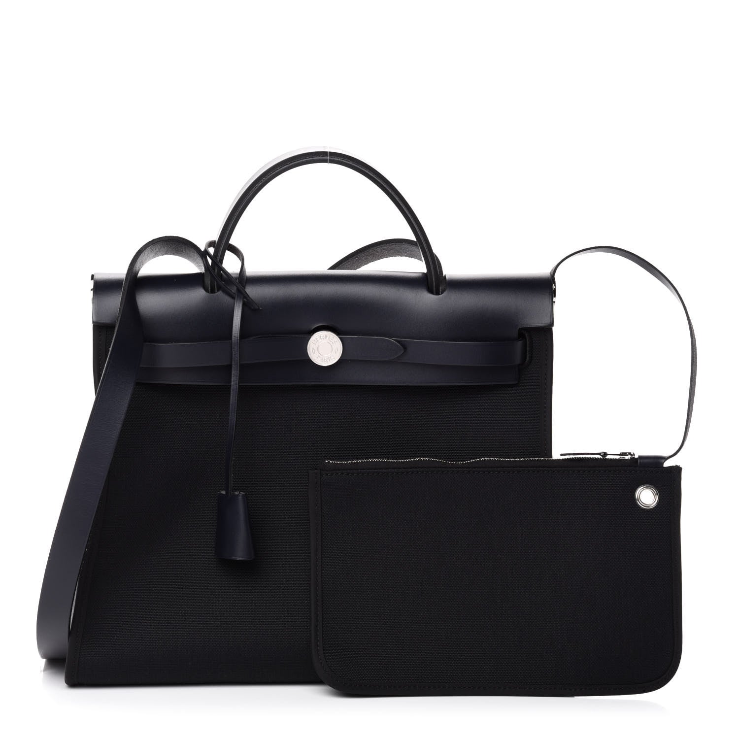 Hermes Military Toile Vache Hunter Herbag Zip PM 31 Black Bleu Indigo 1 of 10
