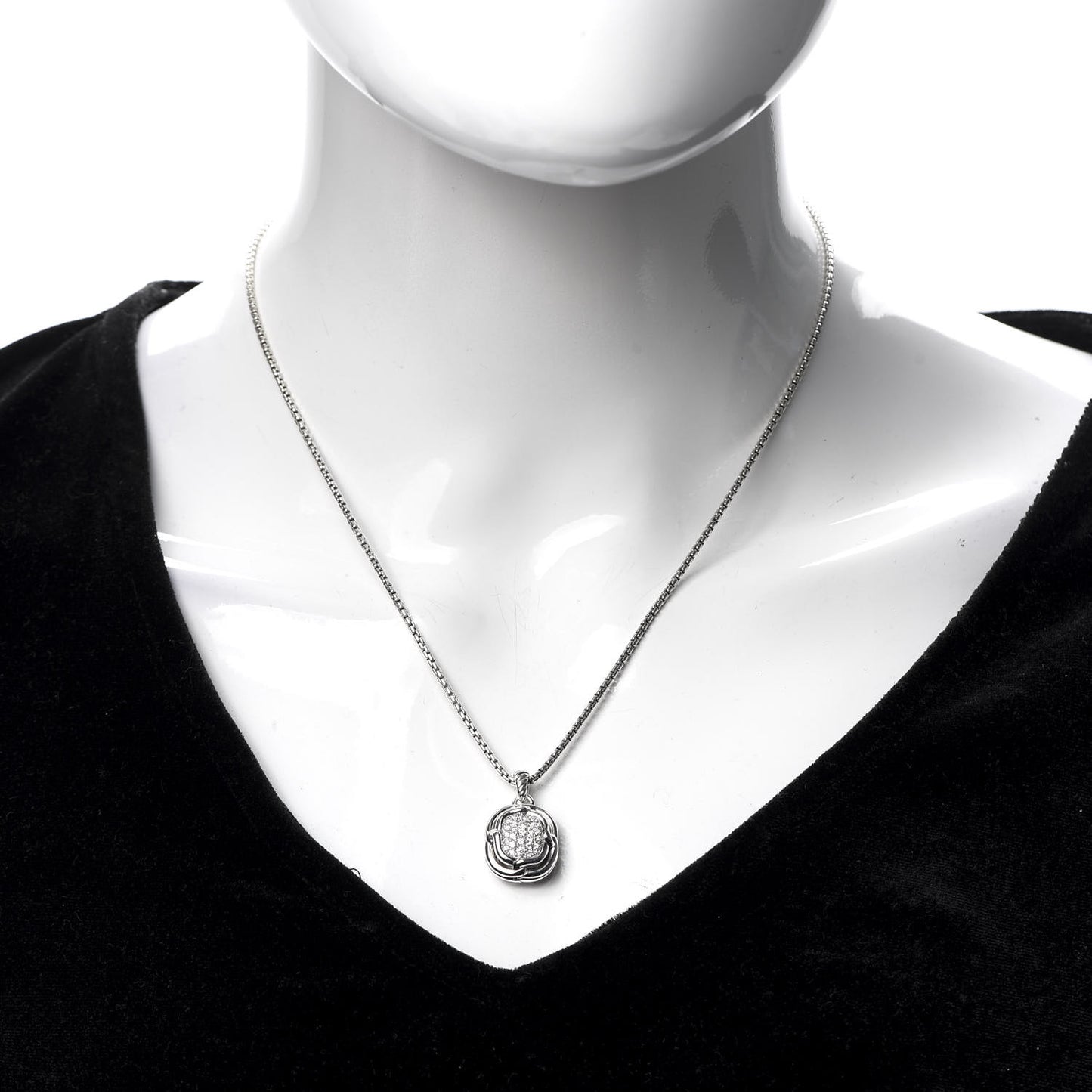 Sterling Silver Diamond 10mm Labyrinth Pendant Necklace