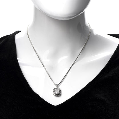 David Yurman Sterling Silver Diamond 10mm Labyrinth Pendant Necklace 2 of 4