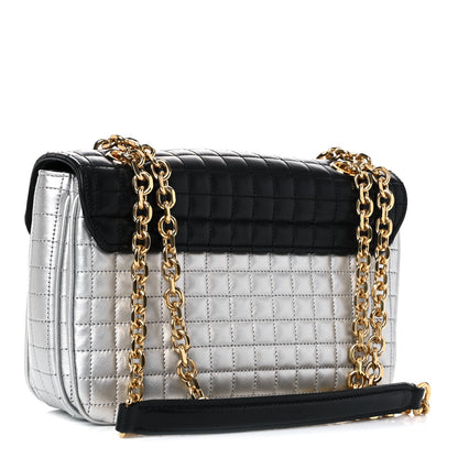 Celine Calfskin Quilted Medium C Bag Silver Black 4 of 14