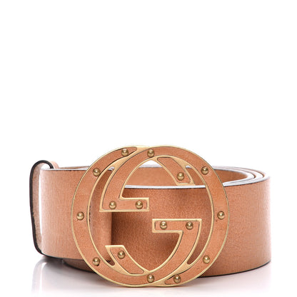 Gucci Calfskin Studded Interlocking G Belt 80 32 Tan 1 of 7