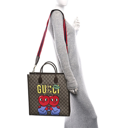 Gucci GG Supreme Monogram Cherry Marilyn Monoroe Tote Bag Beige Ebony New Acero Multicolor 2 of 13