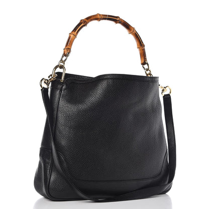 Gucci Pebbled Calfskin Medium Diana Bamboo Shoulder Bag Black 4 of 12