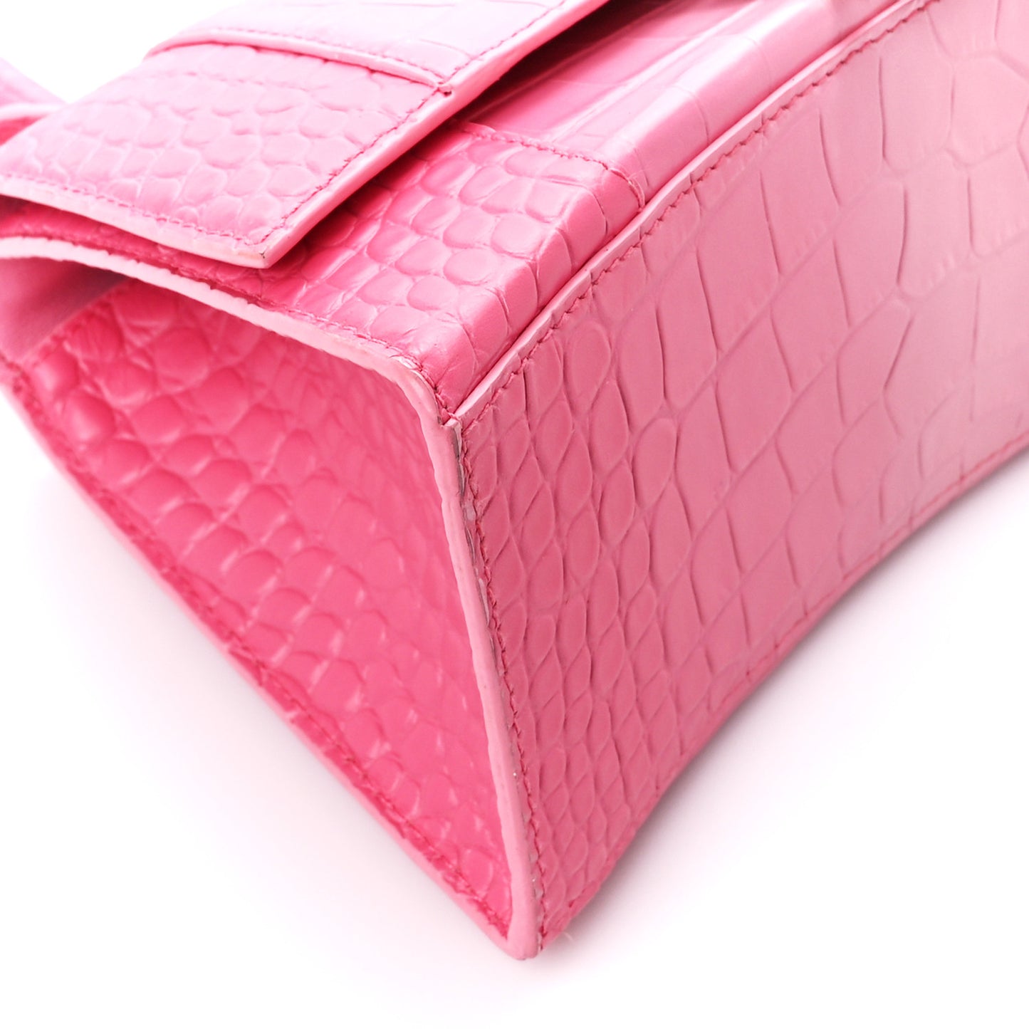 Calfskin Crocodile Embossed Degrade Small Hourglass Top Handle Bag Sweet Pink