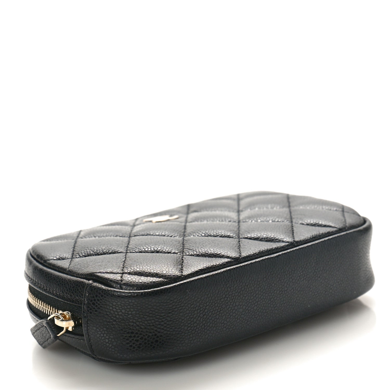 Chanel Caviar Quilted Small Curvy Pouch Cosmetic Case Black 4 of 10