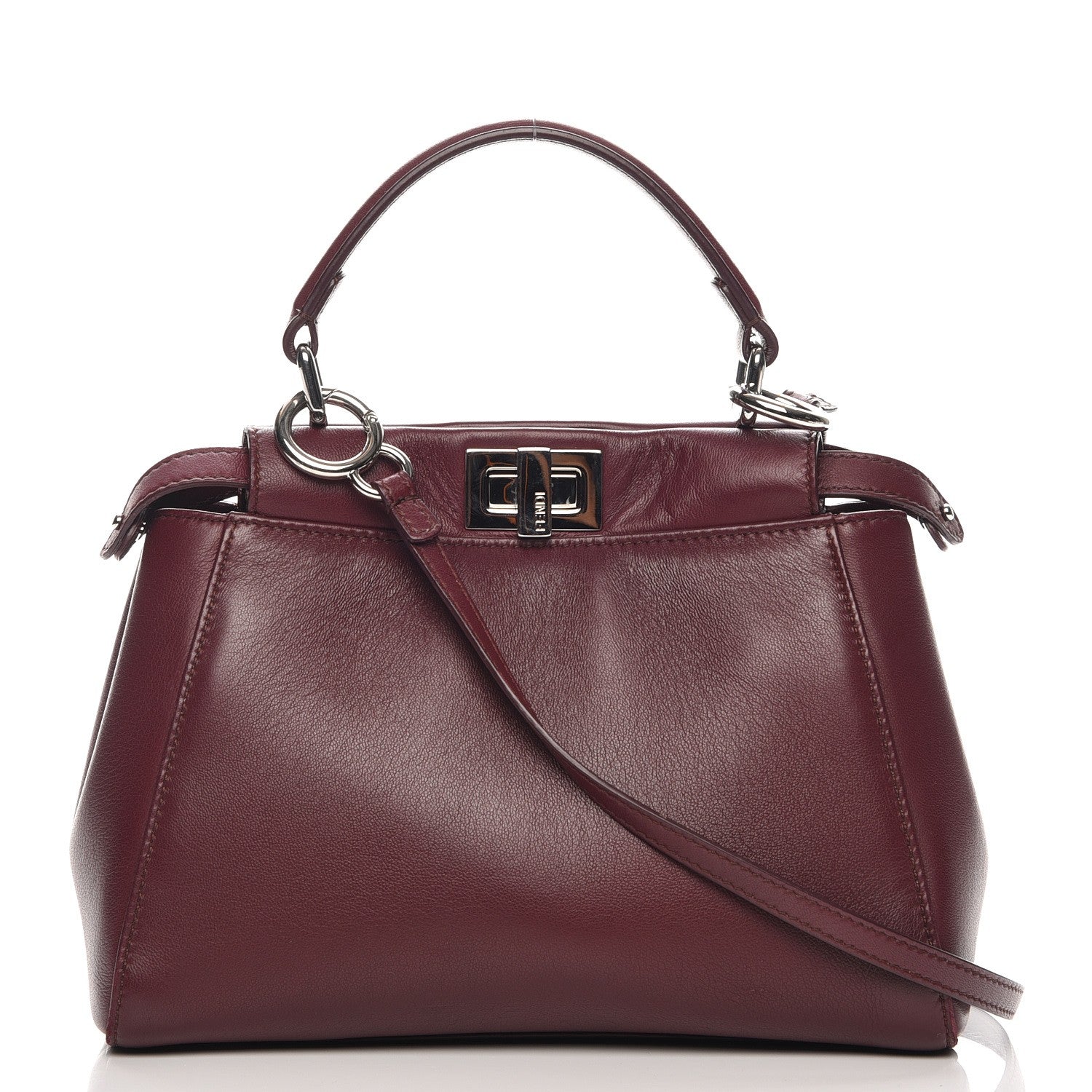 Fendi Nappa Mini Peekaboo Iconic Satchel Bordeaux 1 of 8