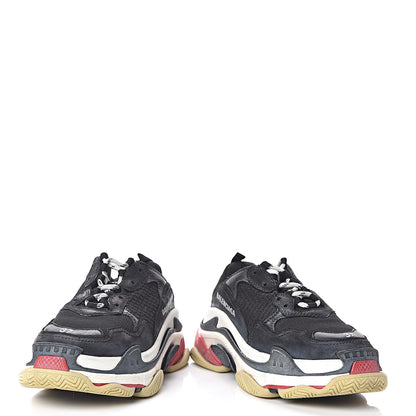 Balenciaga Fabric Mesh Washed Effect Womens Triple S Sneakers 37 Black Red 7 of 11