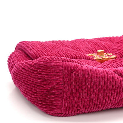 Chanel Corduroy Quilted Medium Chanel 19 Flap Fuchsia 8 of 10