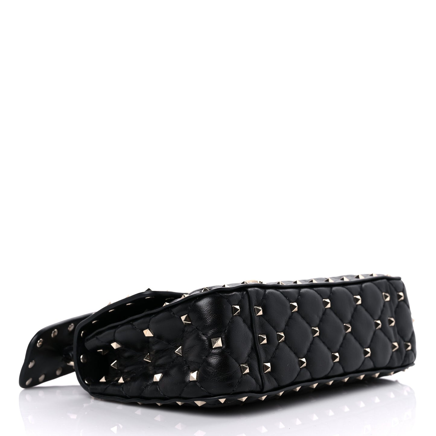 Lambskin Small Rockstud Spike Shoulder Bag Black