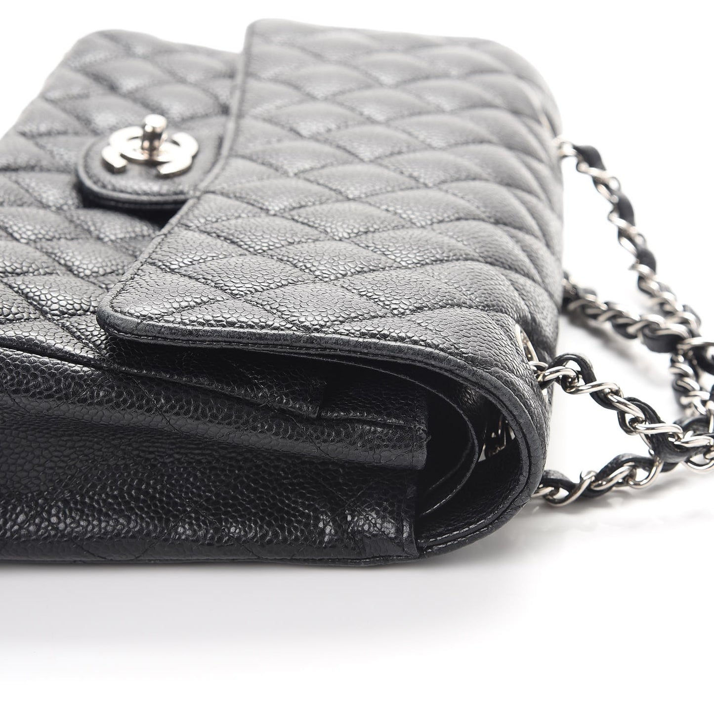 Caviar Quilted Medium Double Flap Black