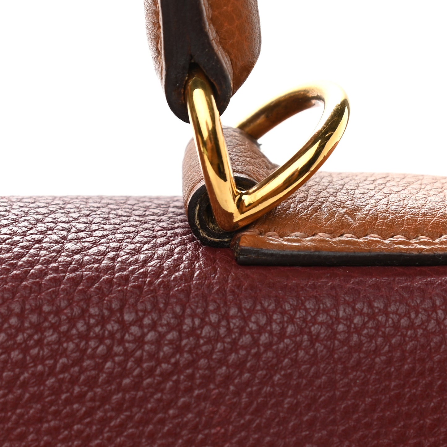 Togo Tri-Color Kelly Retourne 32 Rouge H Gold Havane