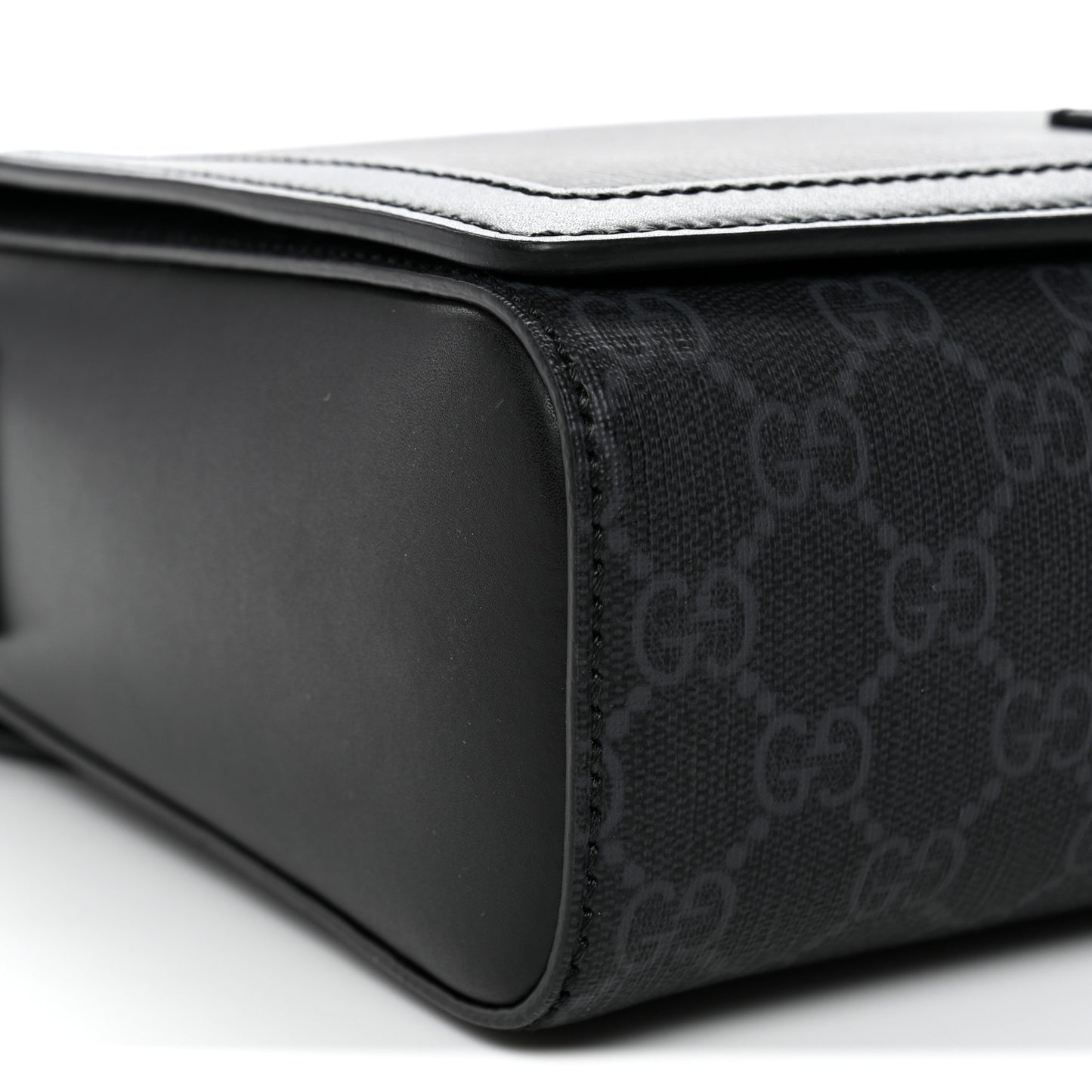 GG Supreme Monogram Appia Calfskin Web Crossbody Bag Black Grey