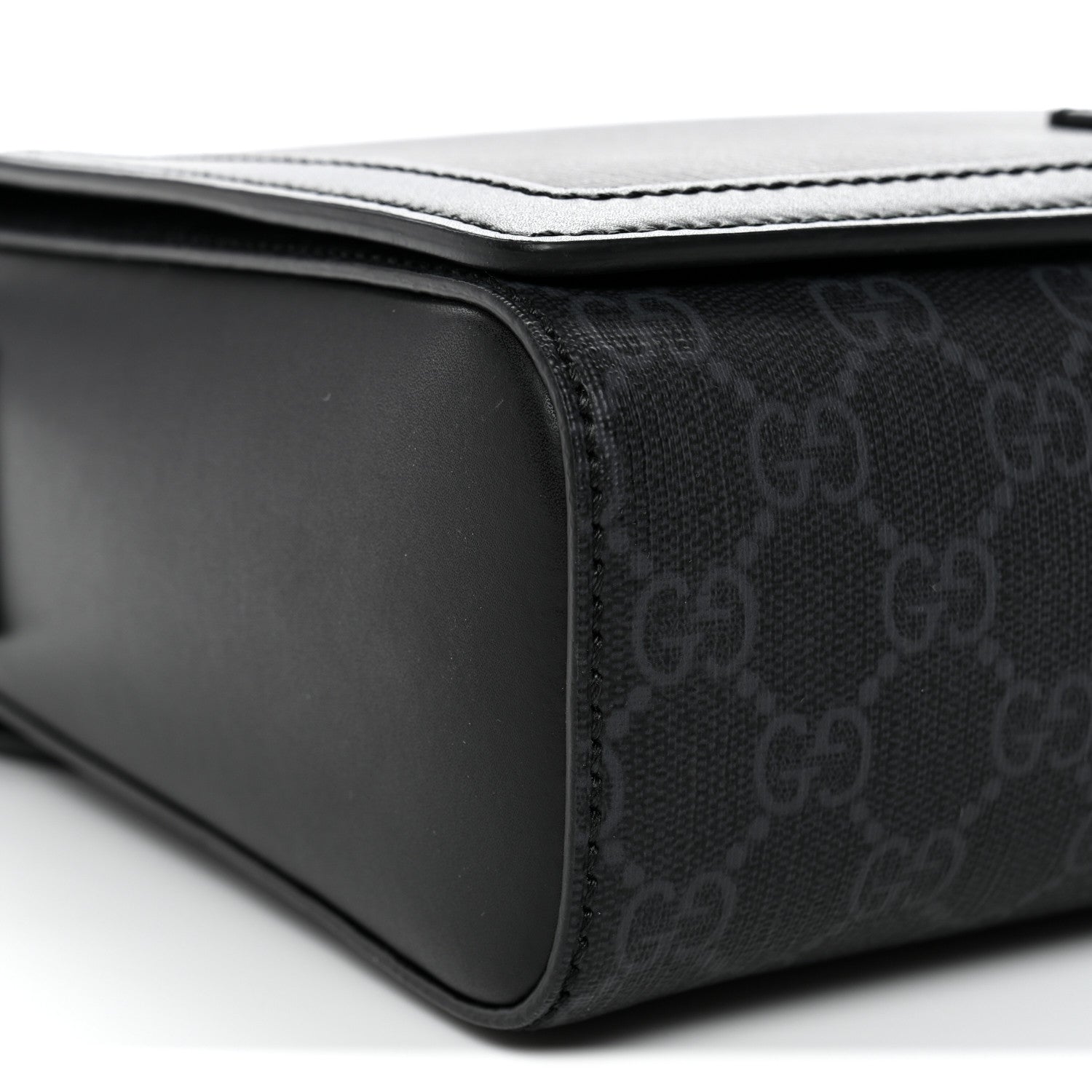 Gucci GG Supreme Monogram Appia Calfskin Web Crossbody Bag Black Grey 9 of 12