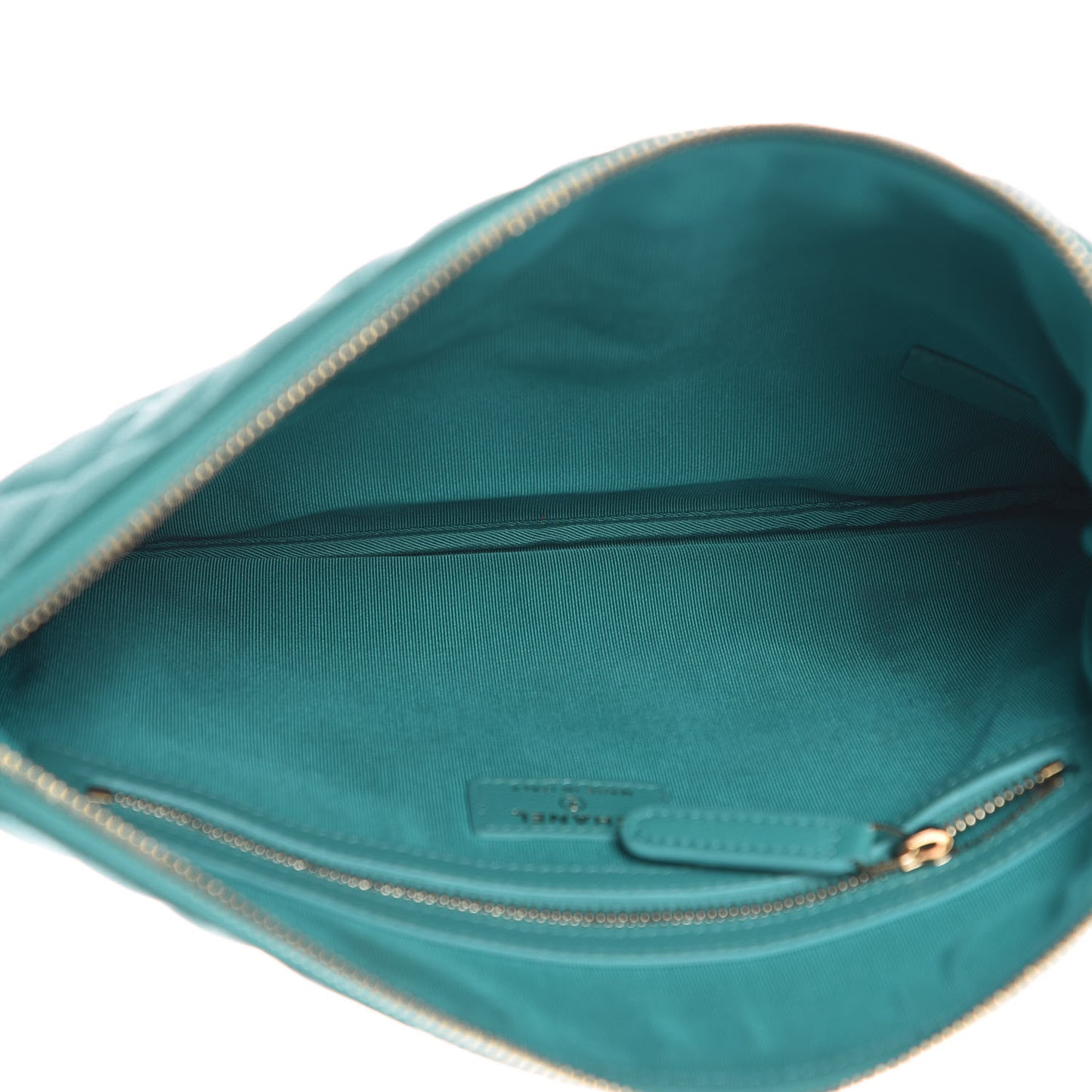 Iridescent Caviar Quilted Medium Cosmetic Case Turquoise