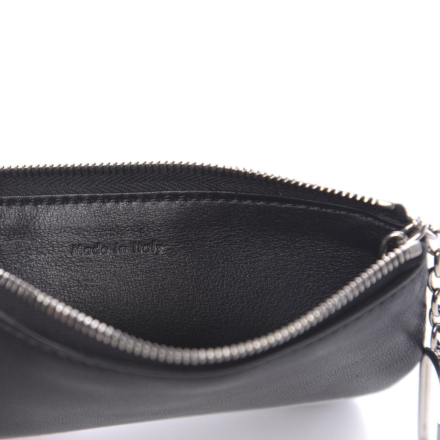 Laminated Lambskin Bi-Color Solo Coin Card Case Black Silver