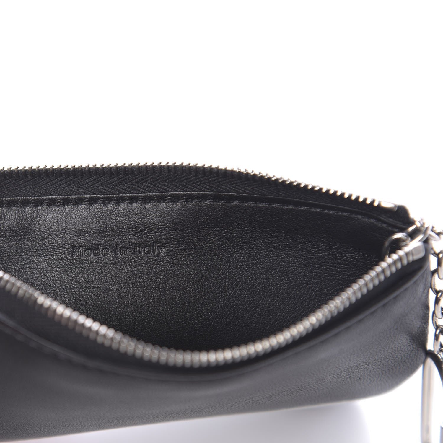 Celine Laminated Lambskin Bi-Color Solo Coin Card Case Black Silver 6 of 7