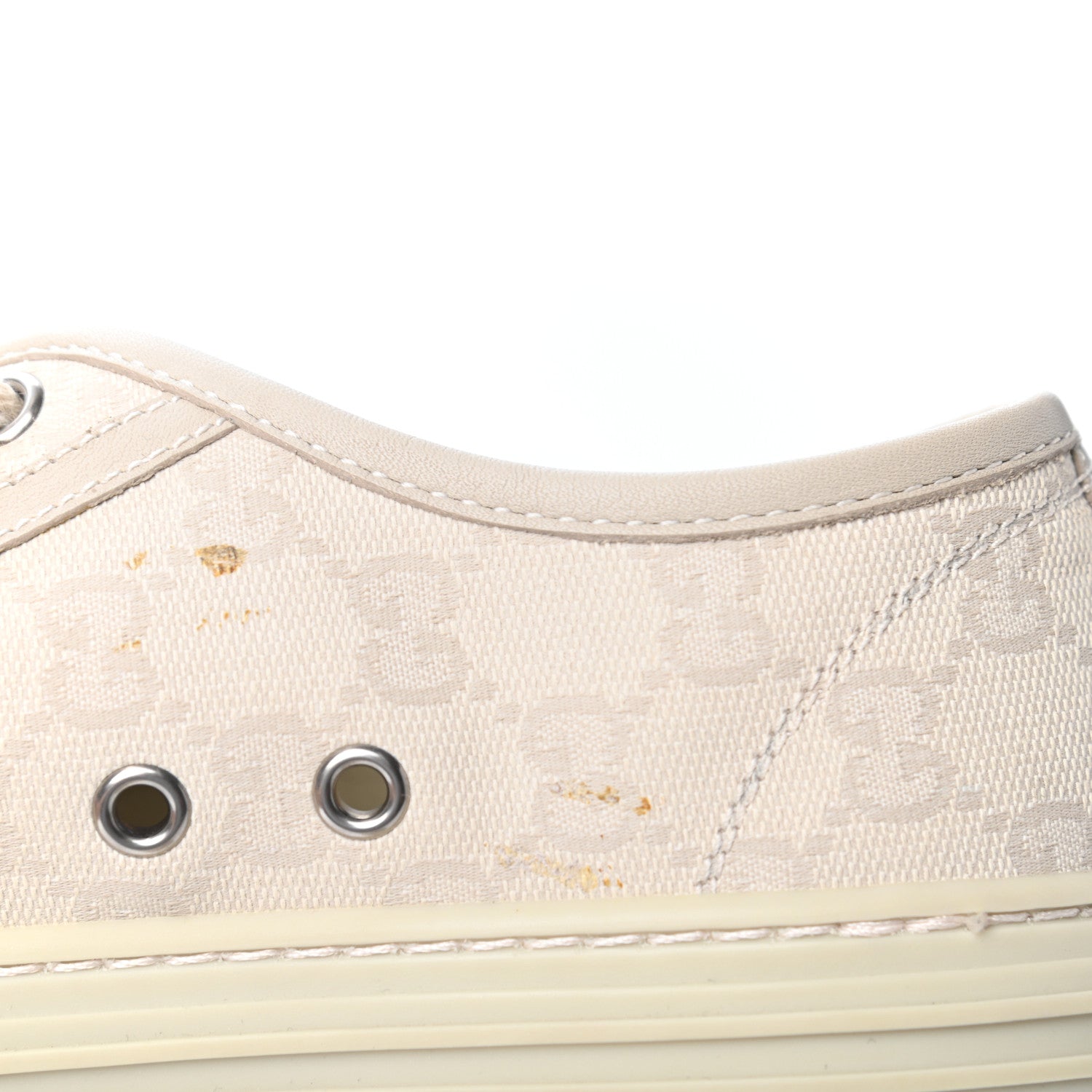 Gucci Washed Cotton GG Monogram Calfskin Womens Low Top Sneakers 36.5 White Mystic White Great White 9 of 10