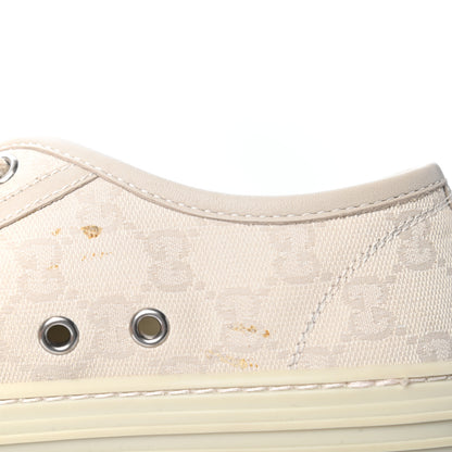 Gucci Washed Cotton GG Monogram Calfskin Womens Low Top Sneakers 36.5 White Mystic White Great White 9 of 10