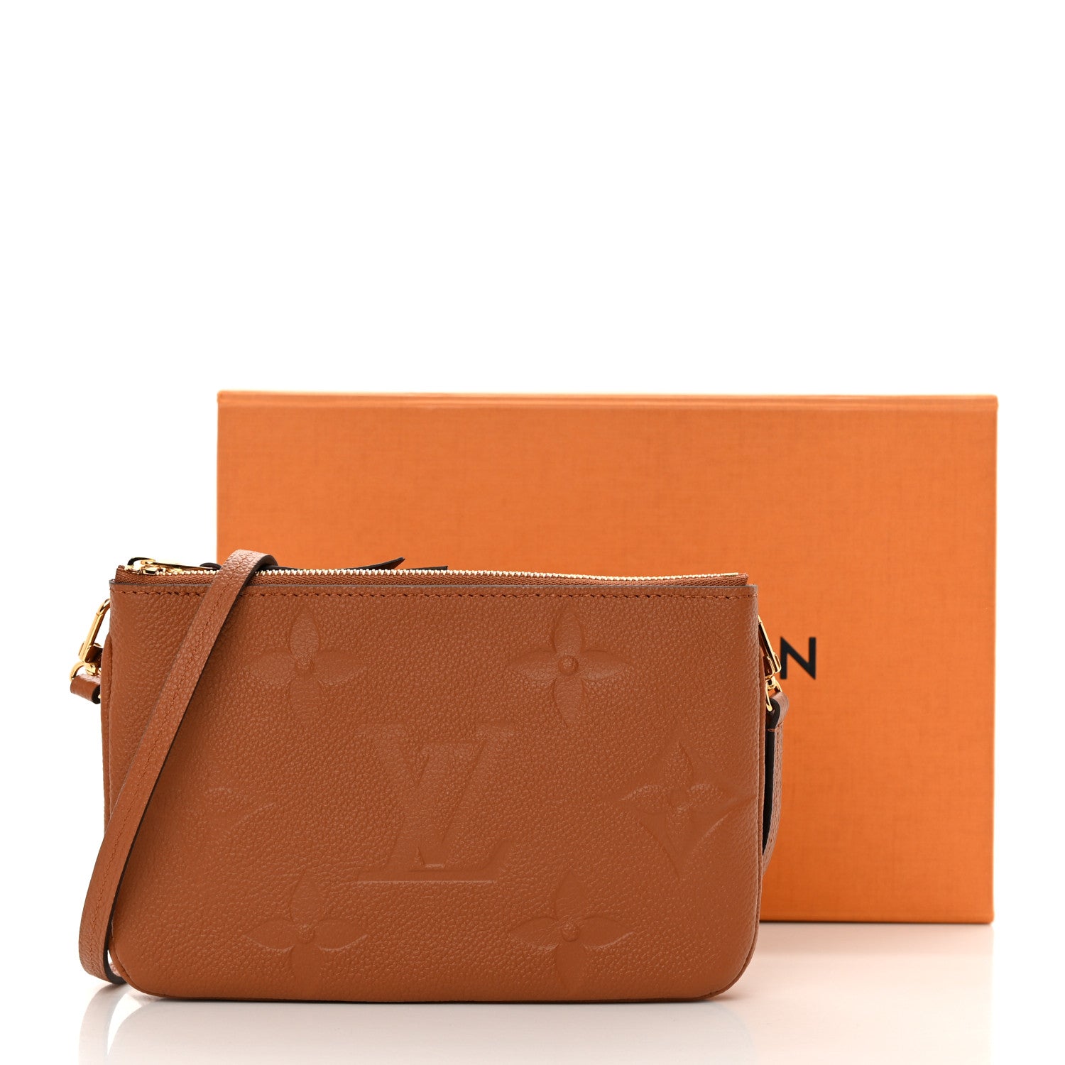 Louis Vuitton Empreinte Monogram Giant Double Zip Pochette Caramel