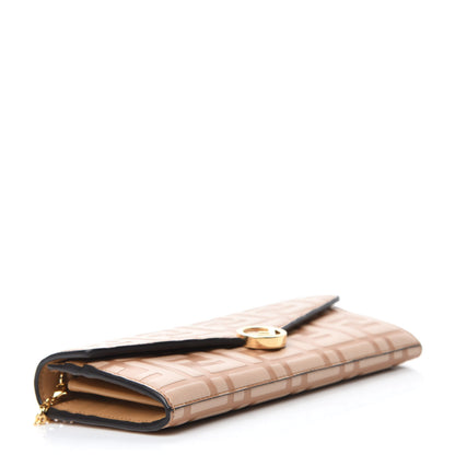 Fendi Vitello Termolagoon F is Fendi FF 1974 Embossed Continental Envelope Wallet On Chain Miele Scuro 4 of 10