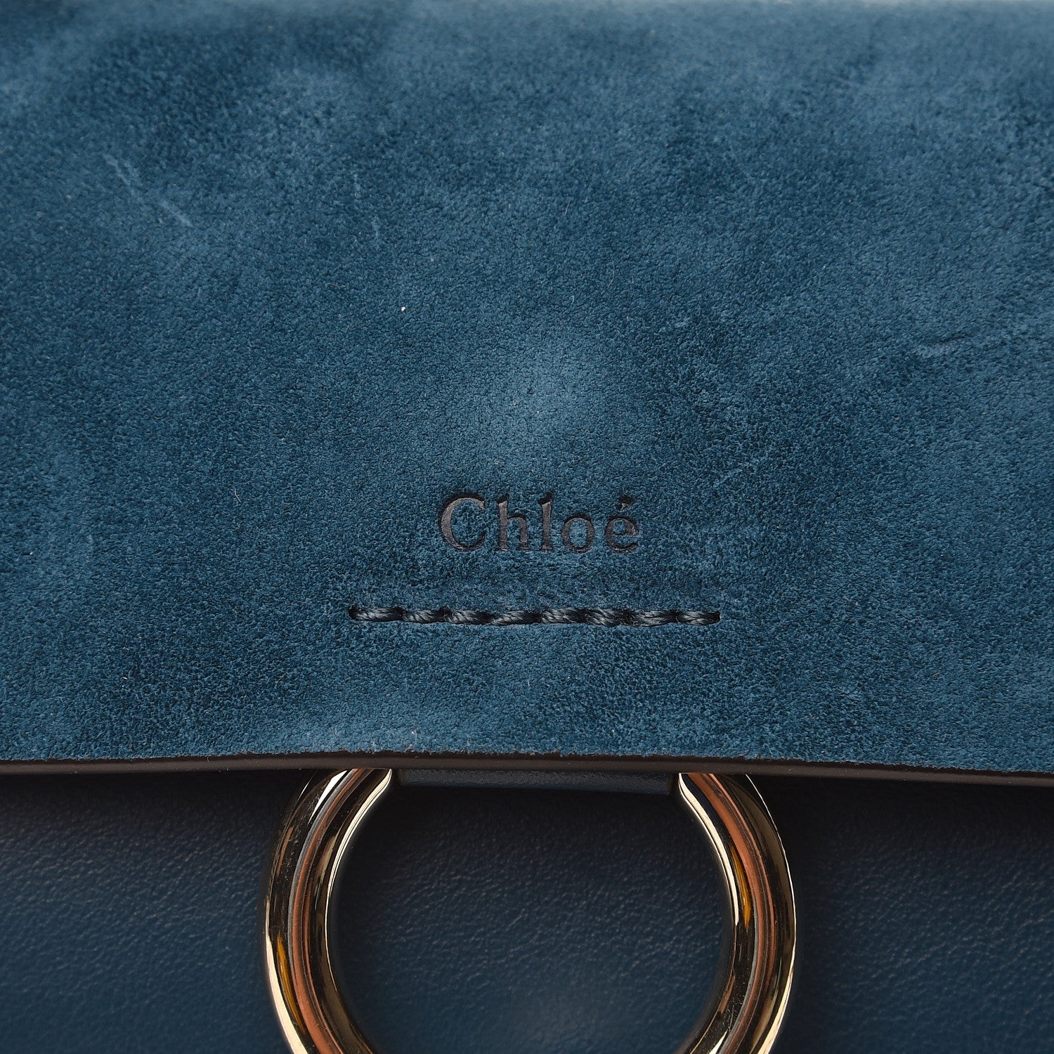Chloe Suede Calfskin Mini Faye Shoulder Bag Majolica Blue 9 of 9