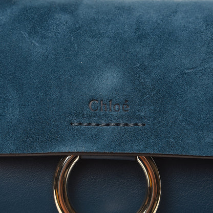 Chloe Suede Calfskin Mini Faye Shoulder Bag Majolica Blue 9 of 9