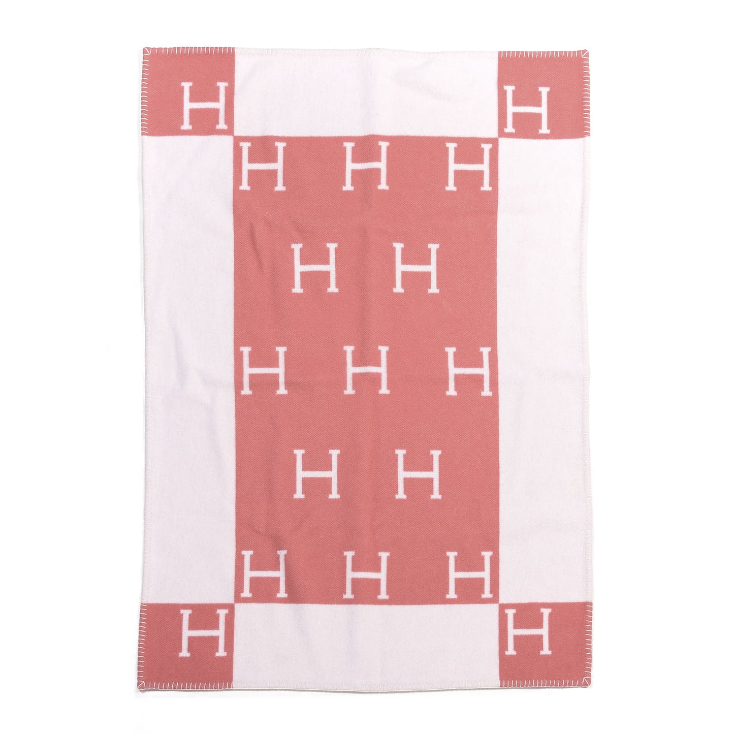 Wool Cashmere Avalon Baby Blanket Rose Airelle White