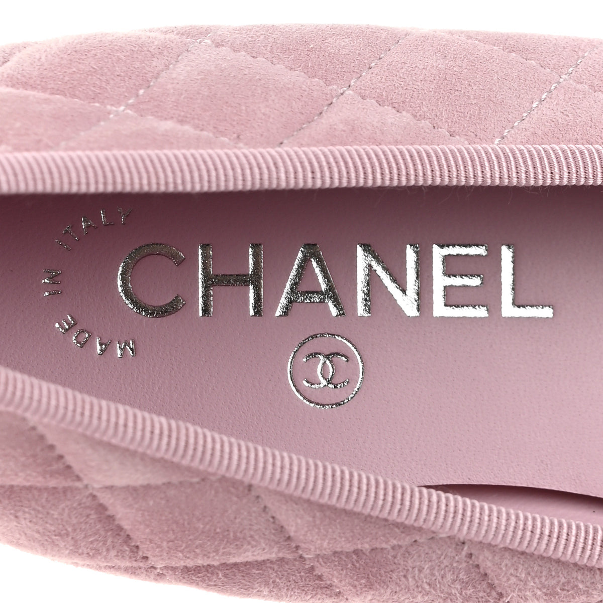 Chanel Suede Quilted Cap Toe CC Ballerina Flats 37.5 Light Pink 8 of 11