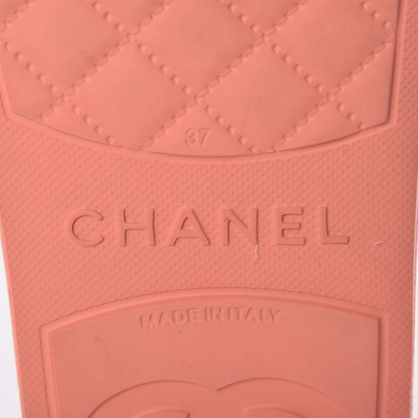 Rubber CC Flat Slide Sandals 37 Orange Pink
